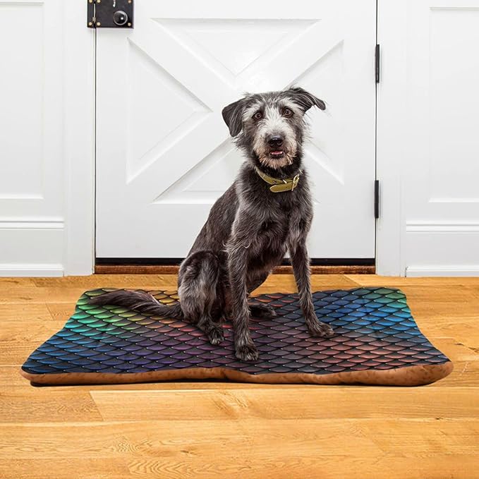 Colored Scales Pet Bed Cute Dog Bed Mat Absorbing Non Slip Pad Pet Sleeping Mat for Small, Medium, and Large Dogs Puppy Cat 24 in x 18 in