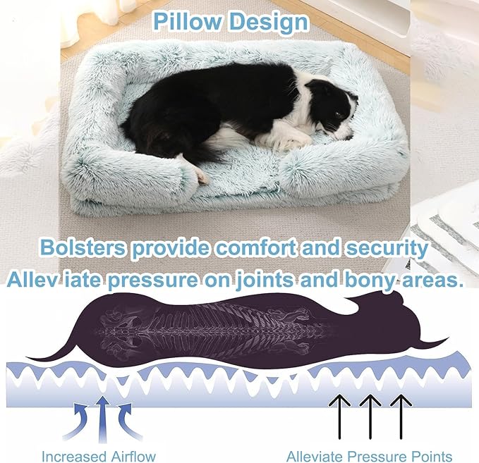 Dog Beds Large Sized dog Orthopedic, Sofa Dog Bed with Waterproof Lining and Nonskid Bottom, Rectangle Washable Dog Bed for Medium Small Dogs and Cats Comfortable ( Color : Green2 , Size : 17 x 15" )
