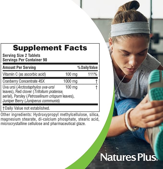 Natures Plus Ultra Cranberry 1000-180 Sustained Release Tablets, Pack of 2 - Supports a Healthy Urinary Tract - Non-GMO, Vegetarian, Gluten Free - 180 Total Servings