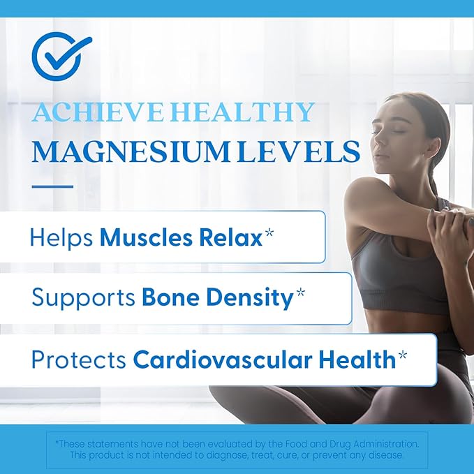Doctor's Best High Absorption Magnesium Lysinate Glycinate Capsule, Easy to Swallow, 120 Ct