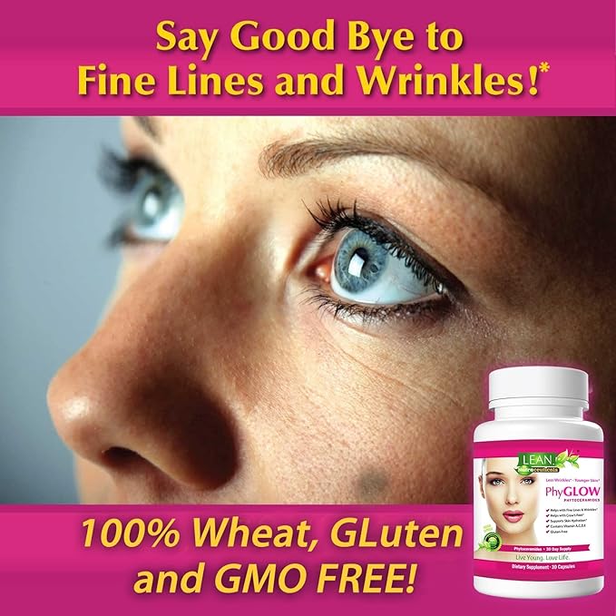 Phytoceramides 350mg Ceramide Skin Care Hydration Moisture Restoring Beauty Supplement with Multivitamins A, C, D, E, PhyGLOW Super Vegan Anti-Aging Wrinkle Support Pills for Women and Men 30 Capsules