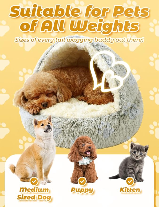 Dog Bed, Dog Bed with Cover Cave, Dual Comfort Design, Pet Bed for Small/Medium/Large Cats and Dogs, Anxiety Relief, Durable & Chew-Proof, Improves Sleep & Behaviour (Green, 32in)
