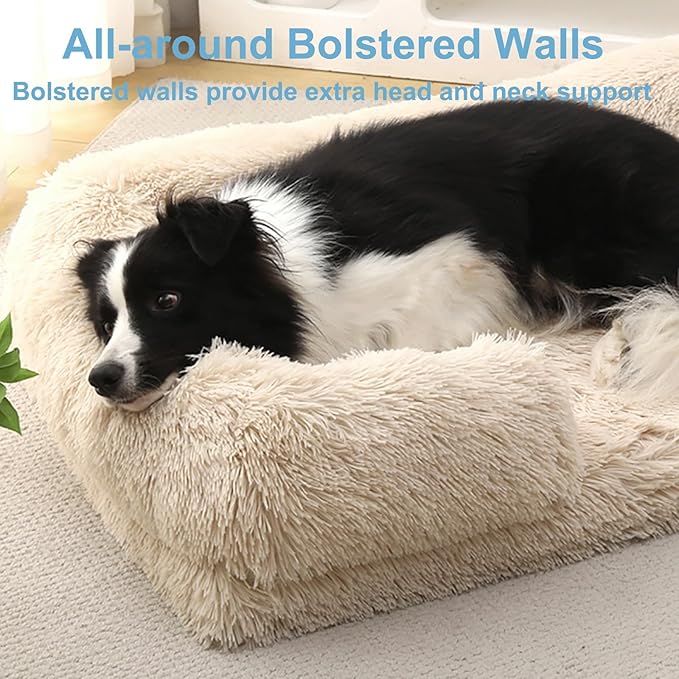 Dog Beds Large Sized dog Orthopedic, Sofa Dog Bed with Waterproof Lining and Nonskid Bottom, Rectangle Washable Dog Bed for Medium Small Dogs and Cats Comfortable ( Color : Brown3 , Size : 43 x 27" )