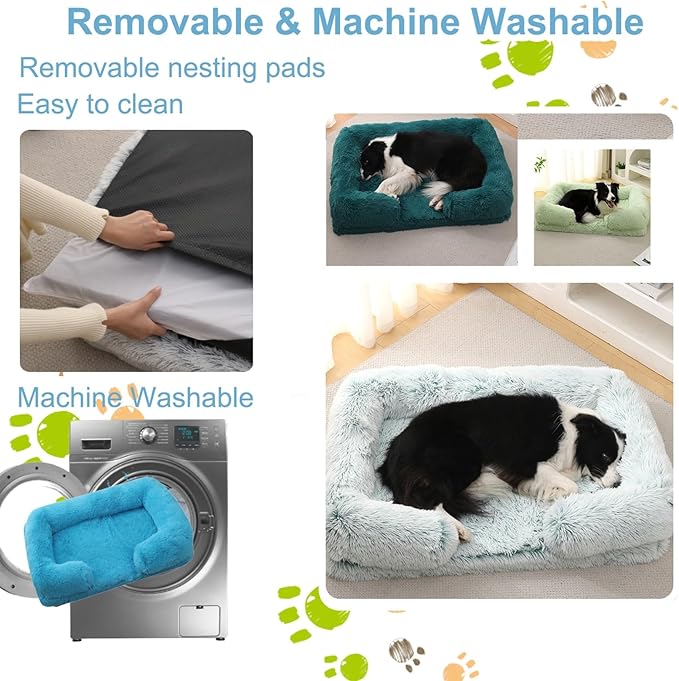 Dog Beds Large Sized dog Orthopedic, Sofa Dog Bed with Waterproof Lining and Nonskid Bottom, Rectangle Washable Dog Bed for Medium Small Dogs and Cats Comfortable ( Color : Blue , Size : 51 x 35" )