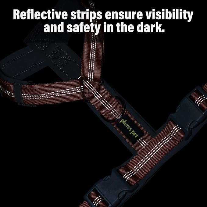 Plutus Pet No Pull Dog Harness, Adjustable Nylon Harness with Soft Padding, Reflective and Heavy Duty Dog Harness for Small, Medium, Large Dogs(Orange, XL)