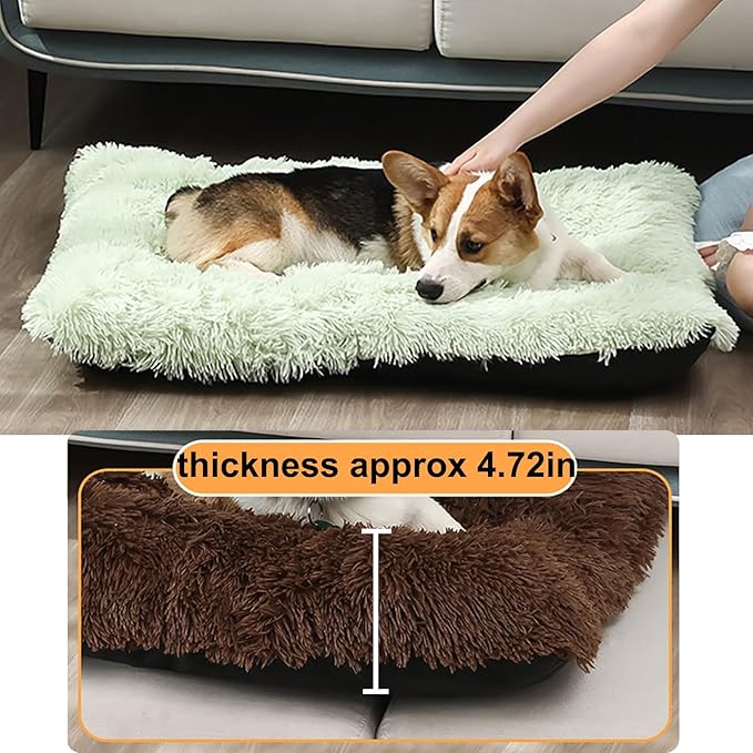 Dog Crate Mat, Dog Bed for Large Dogs, Comfy Fluffy Kennel Pad Anti-Slip for Dog beds & Furniture, Quilted Dog Bed for Pets for Medium/Small Dogs Cats (Color : Green 1, Size : 30x21)