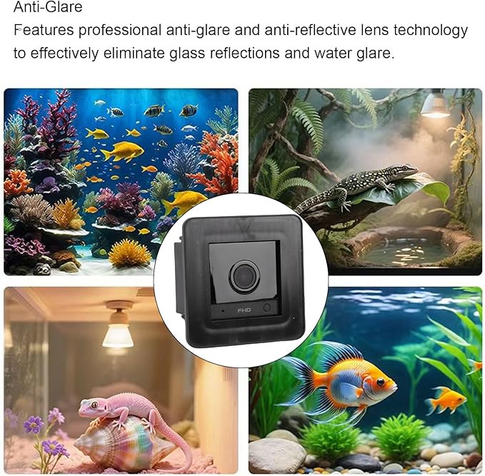 CCYLEZ Fish Tank Camera, 2K HD 140 Wide Angle Anti WiFi Aquarium Camera with AI Motion Detection, for Reptile Terrarium Aquarium Breeding Tank