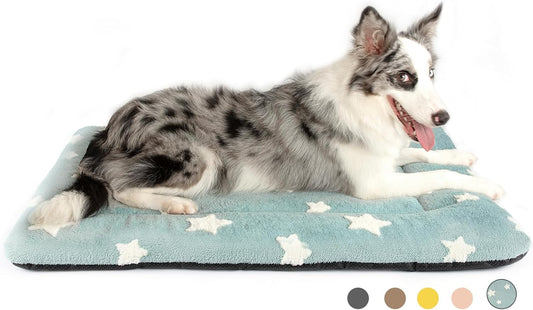 Mora Pets Dog Crate Pad Dog Kennel Bed Mat for Large Dogs Washable Cute Star Pet Bed for 36 inch Cage Ultra Soft Flat Puppy Cat Cushion for Cozy Sleeping Anti-Slip Blue 36 x 23