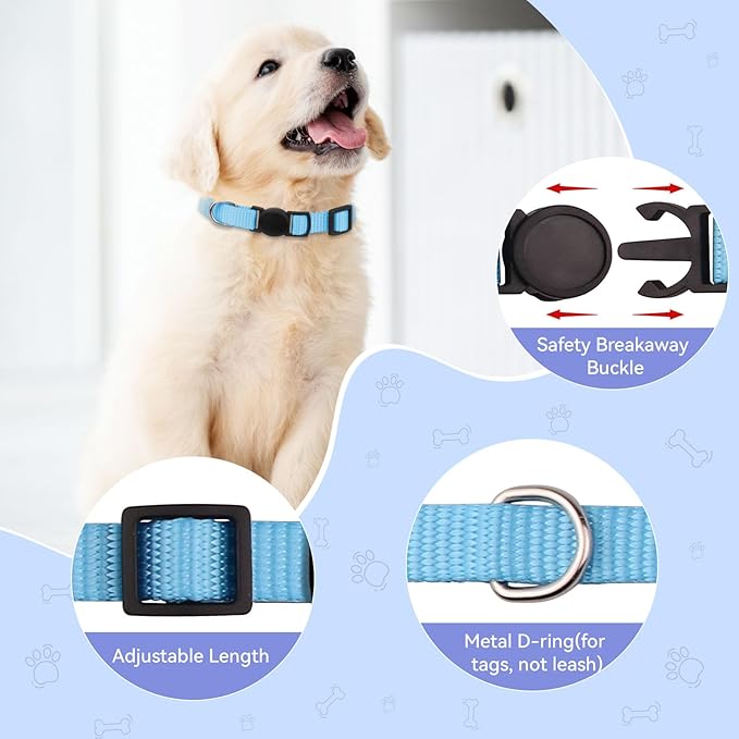 Puppy Collars for Litter,Puppy Collars for Small Puppies Soft Nylon Safety Whelping Litter Collar for Newborn Pets with Record Keeping Charts 12pcs(S)