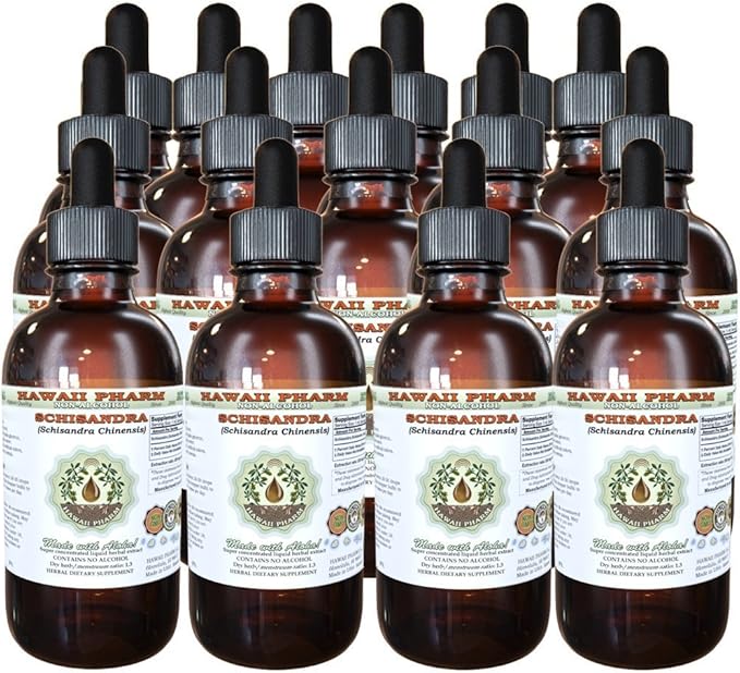Schisandra Alcohol-Free Liquid Extract, Organic Schisandra (Schisandra Chinensis) Dried Berry Glycerite Natural Herbal Supplement, Hawaii Pharm, USA 15x4 fl.oz