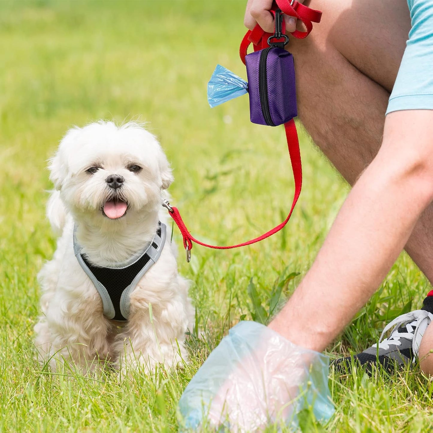 Dog Poop Bag Holder for Leash Attachment Dog Poop Bag Dispenser Dog Waste Bag Dispensers Dog Poop Bag Holders Fit Dog Leash Accessory With Hand Free Holder Carriers,Purple