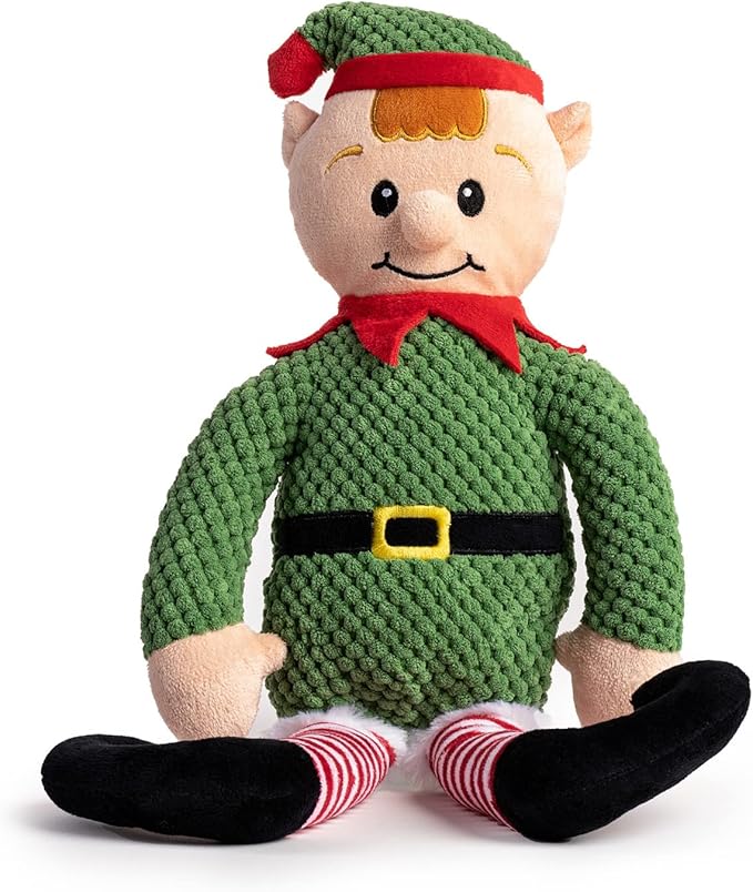 fabdog Floppies Plush Dog Toys - Cute Holiday-Themed Squeaky Dog Toy - Best Squeak Toy for All Breeds | Ideal Small Elf
