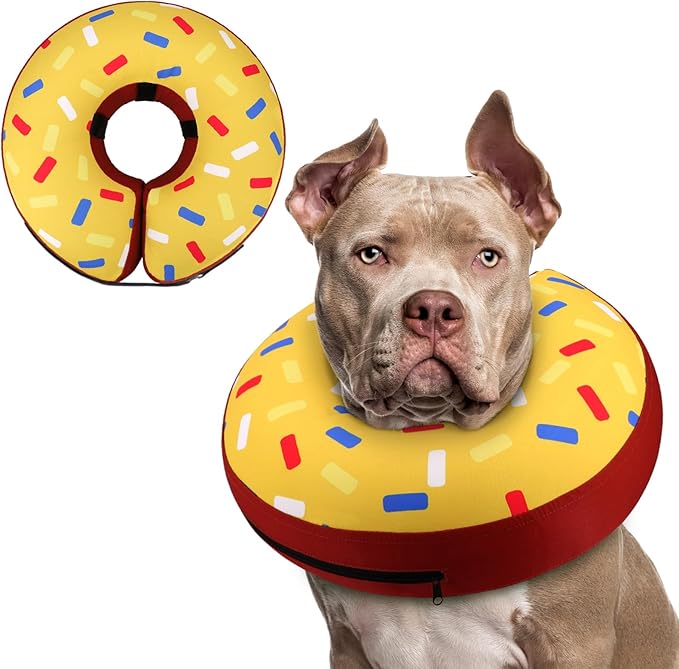 Supet Inflatable Cone Collar Alternative After Surgery, Neck Donut for Recovery, Soft E-Collar for Neuter - Small Medium Large Dogs