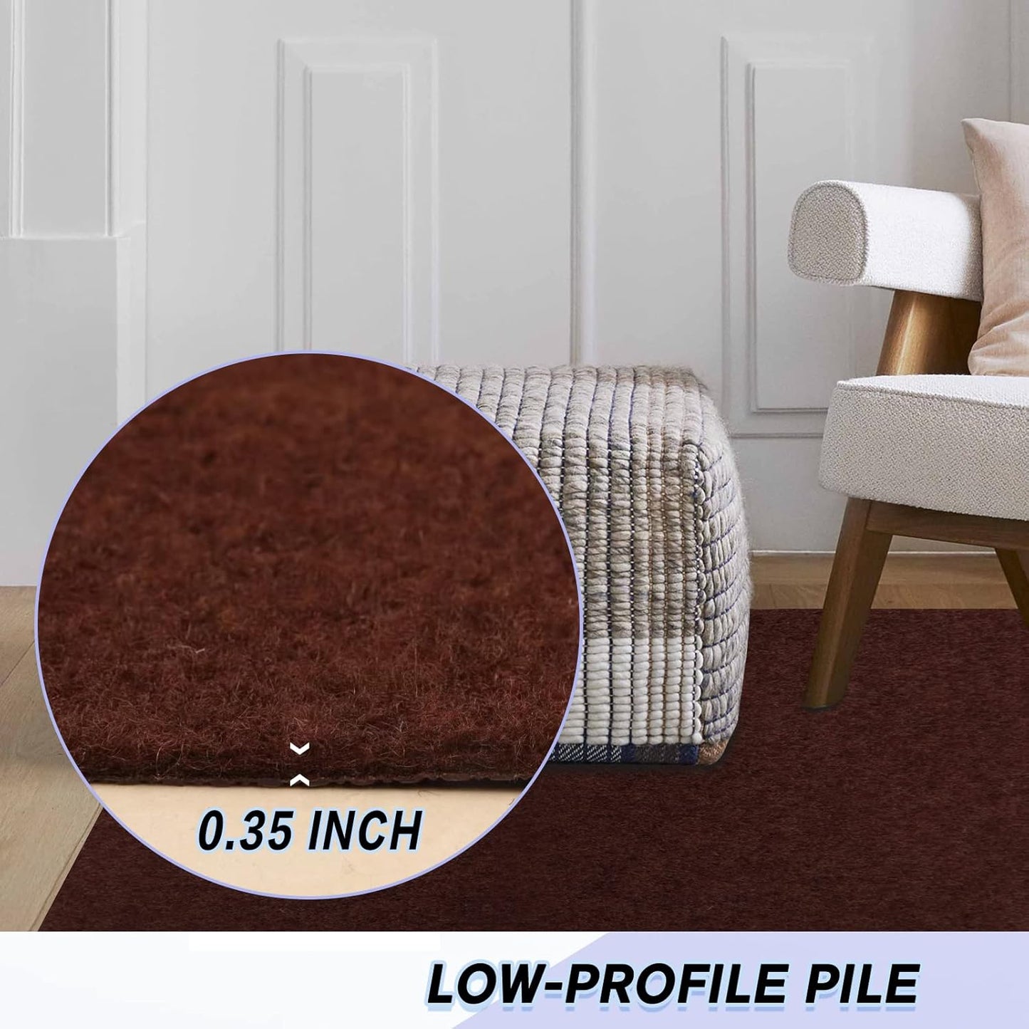 Custom Size Backed Non-Slip Area Rugs Runner, Easy Clean, Waterproof Runner Rugs for Hallway Entryway, Kitchen, Laundry, 2FT x 23FT, Brown