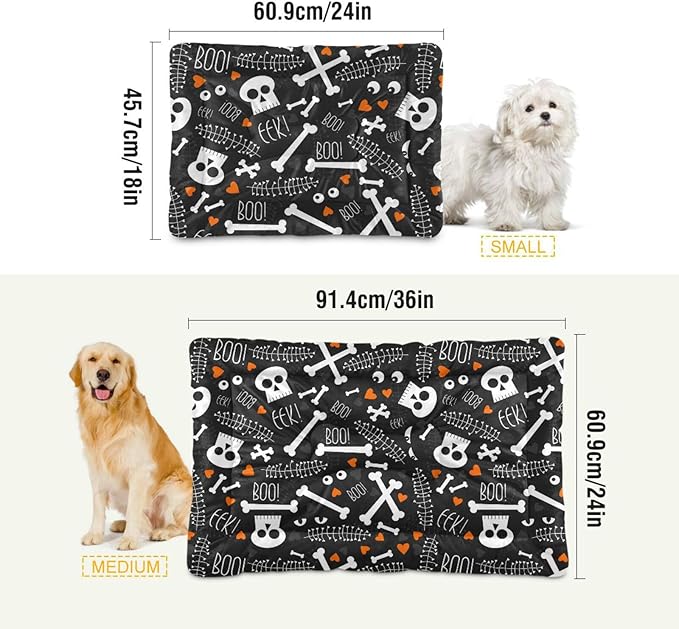 Pet Bed Skull Dog Bed Mat Absorbing Non Slip Pad Pet Sleeping Mat for Small, Medium, and Large Dogs Puppy Cat 36 in x 24 in