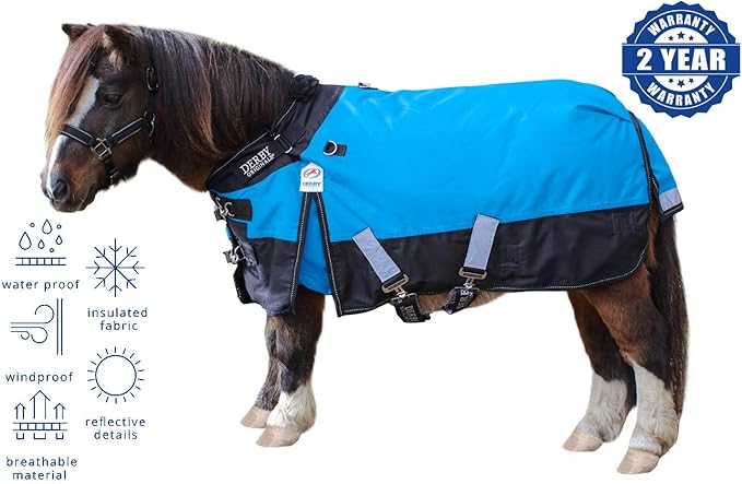 Derby Originals Nordic-Tough 1200D Heavyweight Mini Horse & Pony Turnout Blanket – Waterproof, Breathable, 300g Insulation, 210T Lining, Reflective, 2-Year Warranty