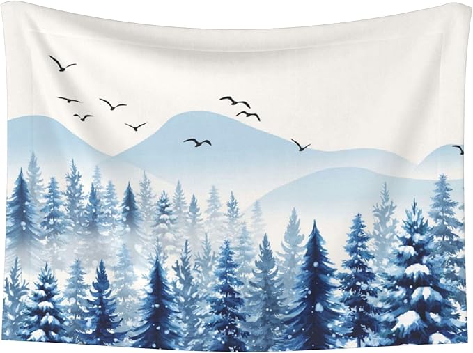 Misty Mountain Throw Blanket - Winter Trees Blanket for Dog Cat Snowy Pet Blankets 30x20 for Couch Sofa Bed