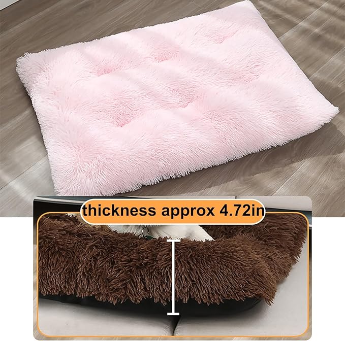 Dog Crate Mat, Dog Bed for Large Dogs, Comfy Fluffy Kennel Pad Anti-Slip for Dog beds & Furniture, Quilted Dog Bed for Pets for Medium/Small Dogs Cats (Color : Pink, Size : 25x18)