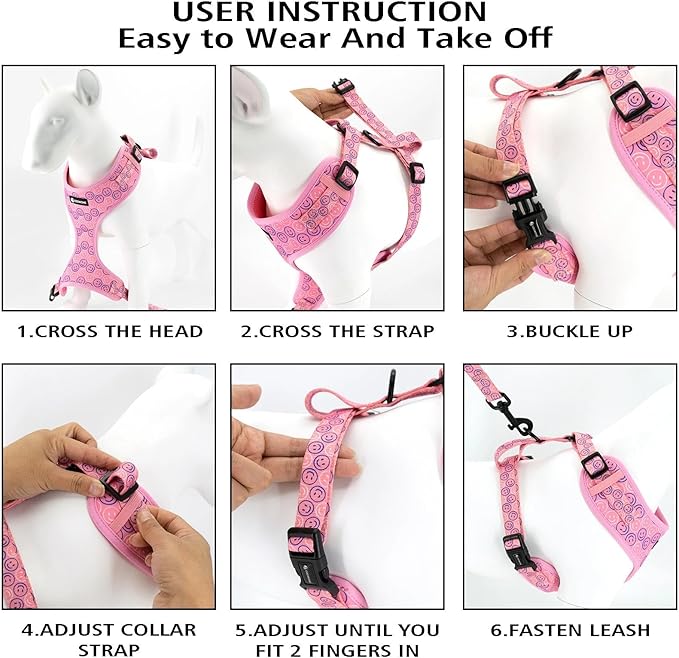 Coowone Dog Harness and Leash Set, Adjustable Puppy Harness and Soft Padded Dog Vest Clothes for Small Medium Large Dogs