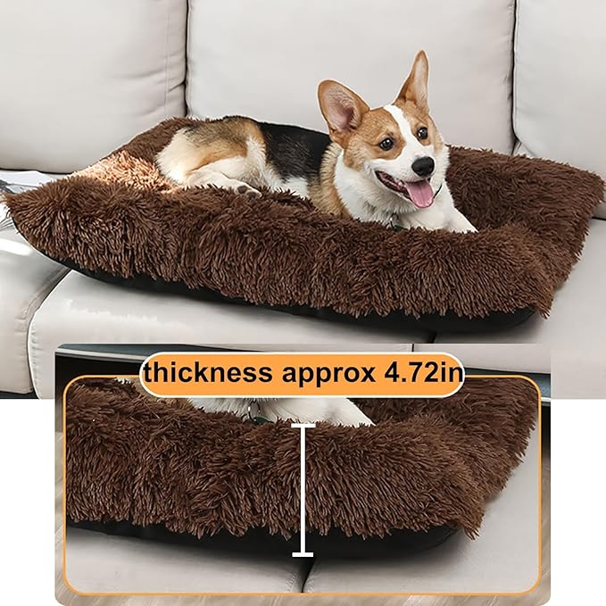 Dog Crate Mat, Dog Bed for Large Dogs, Comfy Fluffy Kennel Pad Anti-Slip for Dog beds & Furniture, Quilted Dog Bed for Pets for Medium/Small Dogs Cats (Color : Coffee, Size : 30x21)