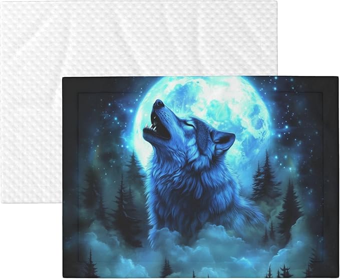 Wolf Blanket for Pet - Animal Throw Blanket 30x20 Moon Night Couch Blankets for Puppy Dogs Cats