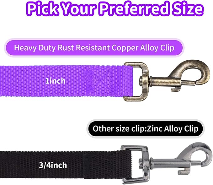 HIKISS Long Dog Leash Obedience Recall Training Agility Lead with Thickening Material for Large Dog - 15ft 20ft 30ft 50ft 100ft Training Leash(Purple 50ft)