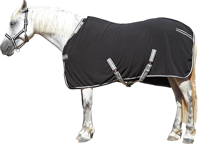 Horse Fleece Cooler, Blanket Liner - 300g Anti-Pilling Fleece, Moisture-Wicking, Cooling & Drying for Post-Workout, Bath & Travel, Prevent Overheating & Chilling Black 78