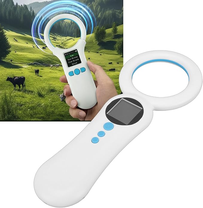 EBTOOLS Pet Microchip Scanner, ISO11784 11785 FDX B EMID Rechargeable Reader with 1.44in TFT Screen and 500 Storage Records, for Dog Cat Pig Animal