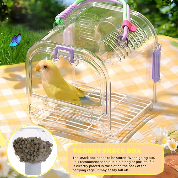 Portable Plastic Bird Cages，Travel Bird Cage,Lightweight Waterproof Ventilated Small Bird Cage,Outdoor Use Easy to Carry,for Small Birds, Budgies and Pet Birds (Yellow, A)