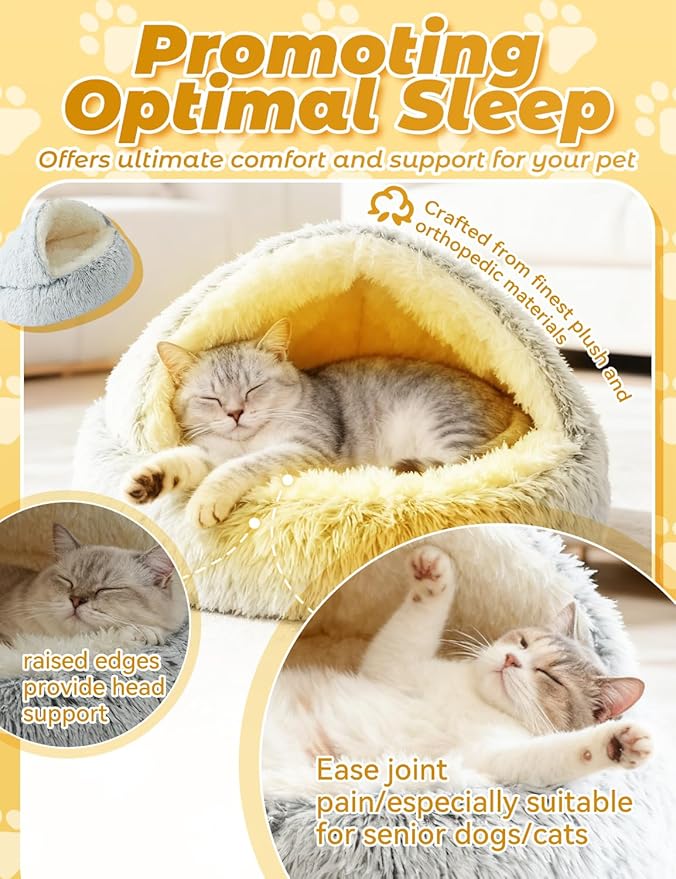 Dog Bed, Dog Bed with Cover Cave, Dual Comfort Design, Pet Bed for Small/Medium/Large Cats and Dogs, Anxiety Relief, Durable & Chew-Proof, Improves Sleep & Behaviour (Coffee, 40in)
