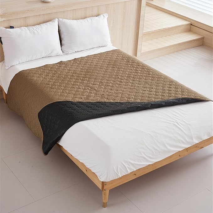 GIBZ Waterproof Dog Bed Blanket Cover Anti Slip Pet Furniture Protector Washable Large Washable Quilted Mat for Indoor, Grey, 130x200cm