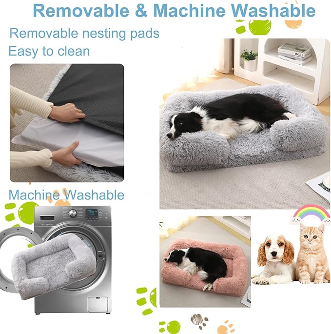 Dog Beds Large Sized dog Orthopedic, Sofa Dog Bed with Waterproof Lining and Nonskid Bottom, Rectangle Washable Dog Bed for Medium Small Dogs and Cats Comfortable ( Color : Gray1 , Size : 51 x 35" )
