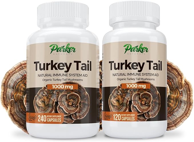 Turkey Tail Mushroom Capsules - Organic Mushroom Supplement for Immune System Health Support - 1000 mg Premium Supplements - 240 Capsules