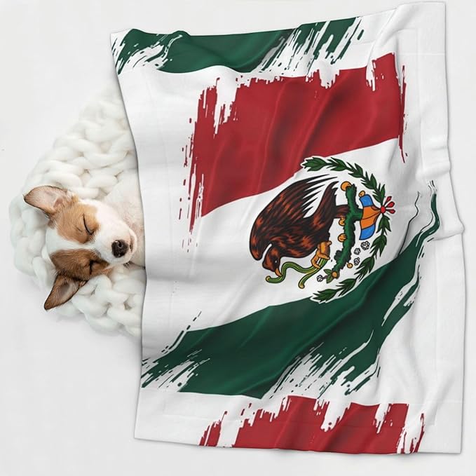 Reversible Dog Blanket for Beds Couches, Mexico Flag Cool Eagle, Double Sided Cat Blanket with Textured Dot Feel and Smooth Feel for Seasonal Comfort All Year
