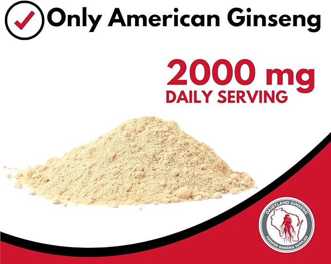 Dairyland American Ginseng Powder 8 oz and Capsules 75 ct Pack of Wisconsin Ginseng – Direct from Farmer to Consumer 西洋参