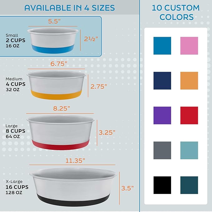Master Pet Supply Stainless Steel Dog Bowls Set of 2 with Extra Thick Silicone Base - 2 Cup (16 oz) Hyper Pink, Non-Slip, Dishwasher Safe Metal Bowls, Pet Dog Food Bowl for Dogs, Cats, Anti Rust
