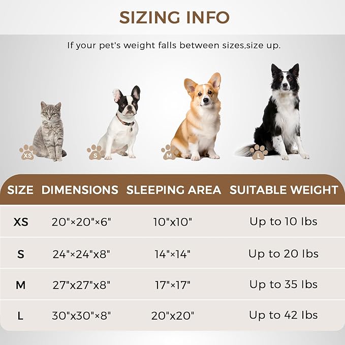 Calming Dog Bed & Cat Bed with Anti-Slip Bottom, Medium Size Washable Anti-Anxiety Donut Dog Beds for Small Dogs & Cats, Fluffy Plush Cozy Round Dog Bed(24 Inch, Brown)