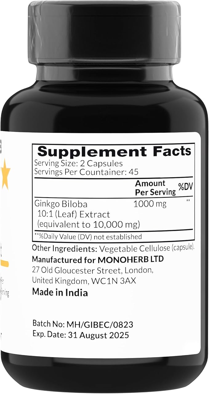 Ginkgo Biloba Extract 1000 mg - 90 Vegetarian Capsules
