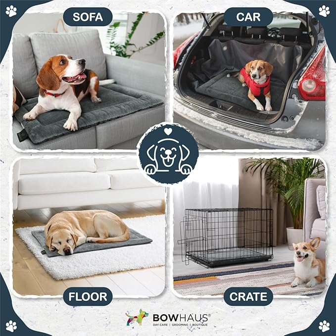 45.3" x 26.8” Machine-Washable Fluffy Dog Bed for 48" Kennel, Soft Crate Mat with Non-Slip Bottom, Cozy Pet Pad for Sleeping, Large Dog Kennel Flat Bed