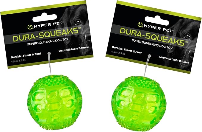 Hyper Pet DuraSqueak Dog Ball Toy, Interactive, Floats, Squeaks, Dog Balls for Fetching, Alternative to Traditional Tennis Balls - for All Breeds
