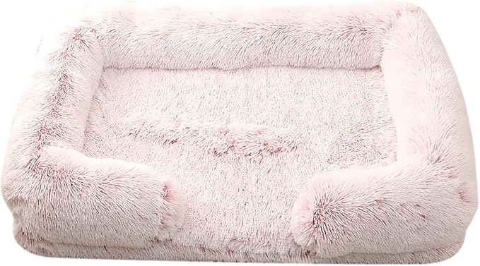 Dog Beds Large Sized dog Orthopedic, Sofa Dog Bed with Waterproof Lining and Nonskid Bottom, Rectangle Washable Dog Bed for Medium Small Dogs and Cats Comfortable ( Color : Pink , Size : 43 x 27" )