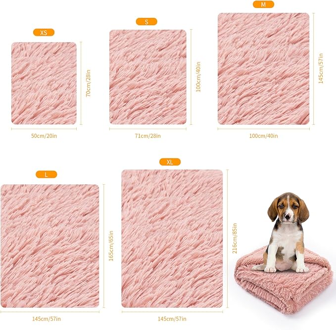 Pink Fluffy Waterproof Dog Blanket Long Faux Fur 85x57in Big Pet Blankets Cozy Warm Couch Mat King Size Bed Cover Washable(Pink,XL-85 * 57in)