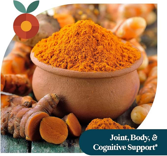 Pattern Wellness Turmeric Curcumin - 1300mg - 95% Curcuminoids with Bioperine Black Pepper Extract - Natural Joint, Health & Cognitive Support - Non-GMO, Gluten Free - 60 Capsules