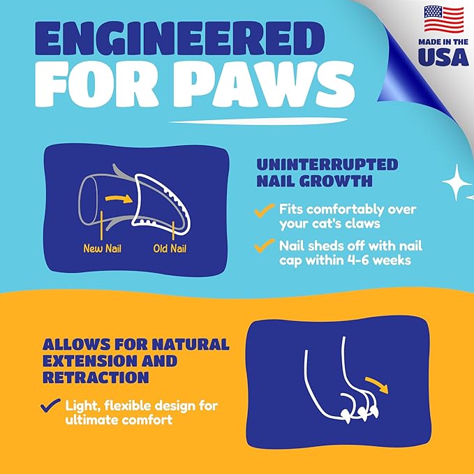 Soft Claws Nail Caps for Cats Made in USA - 40 Cat Claw Caps for 4-6 Weeks of Protection - Long-Lasting Cat Scratch Deterrent for Furniture - Red & Gold Sparkle, Medium