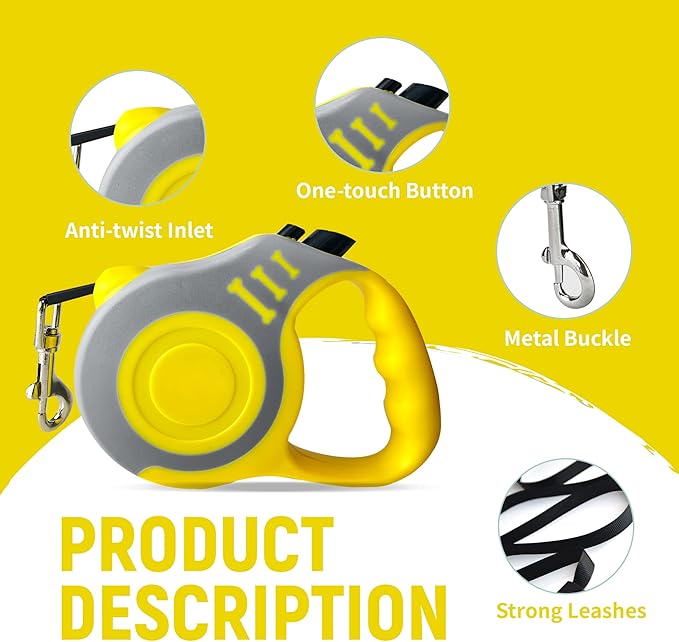 Retractable Dog Leash Automatic Telescopic Tractor Dog Tape, Pet Tape 10/16 FT Durable and Convenient, with Non-Slip Handle, Suitable for Small and Medium-Sized Dogs