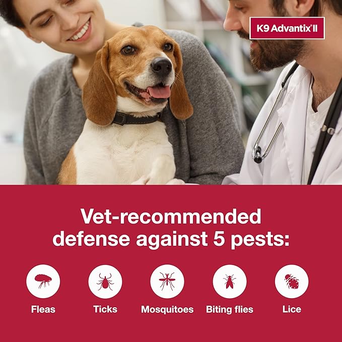 K9 Advantix II Medium Dog Vet-Recommended Flea, Tick & Mosquito Treatment & Prevention | Dogs 11-20 lbs. | 6-Mo Supply (Pack of 2)