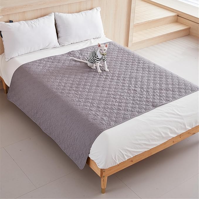GIBZ Waterproof Dog Bed Blanket Cover Anti Slip Pet Furniture Protector Washable Large Washable Quilted Mat for Indoor, Khaki, 170x200cm