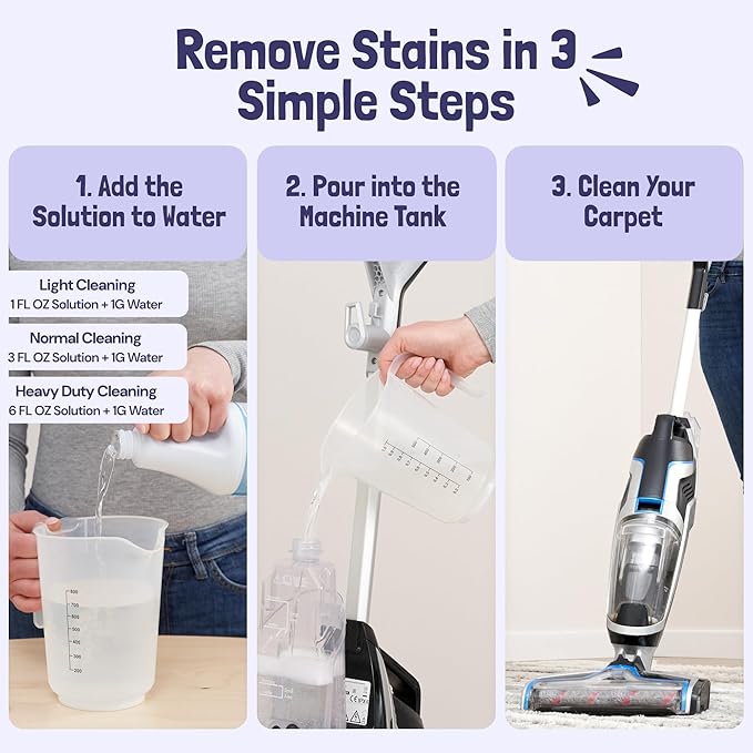 Sunny & Honey Carpet Cleaner Solution - 32 Fl Oz, Light Lavender - Deep Stain Remover & Odor Deodorizer - Pet Carpet Cleaner & Rug Shampoo