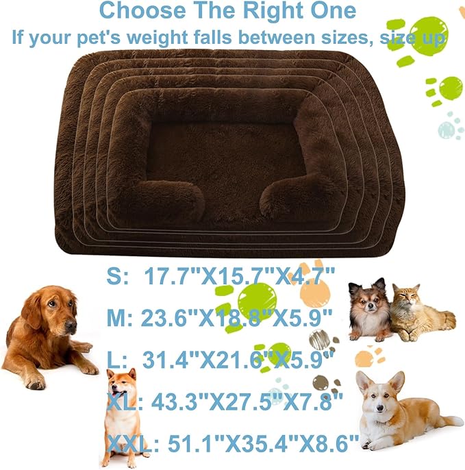 Dog Beds Large Sized dog Orthopedic, Sofa Dog Bed with Waterproof Lining and Nonskid Bottom, Rectangle Washable Dog Bed for Medium Small Dogs and Cats Comfortable ( Color : Brown1 , Size : 17 x 15" )