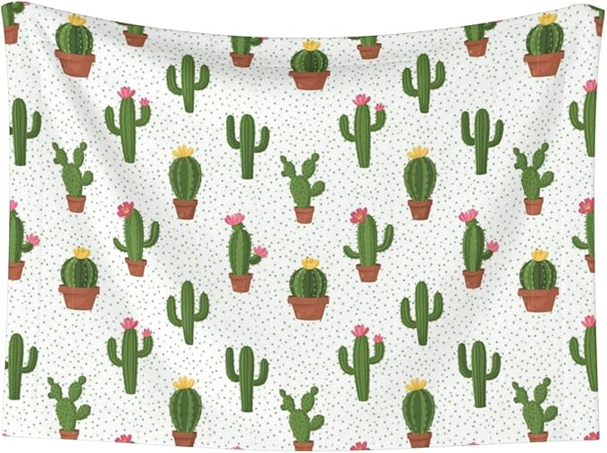 Reversible Pet Blanket for Sofa Protection Pet Comfort, Cactus Floral Bloom Flower Summer Tropical Watercolor, Double Sided Design with Cozy Nubby Nap Side and Durable Smooth Play Side